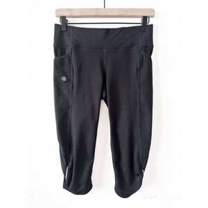 Athleta Black Crop Leggings Size Small | Mesh Panels & Pockets
